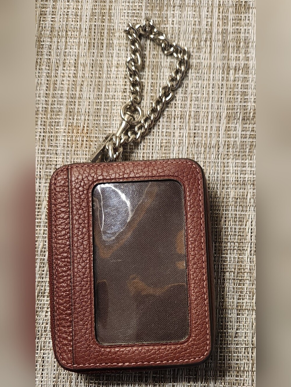 Coach Pebbled Leather Card Case Wallet in Wine with Silver Hardware - Picture 2 of 4